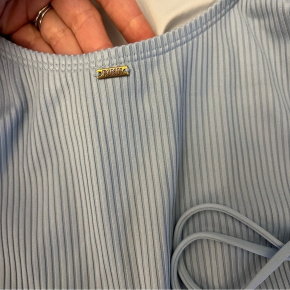 Pink | Victoria’s Secret Blue Lace Up One Piece - Picture 5 of 9